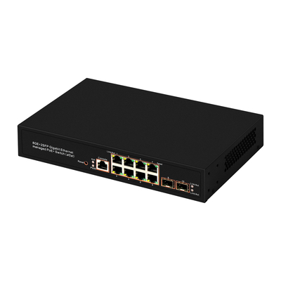 8 منافذ جيجابيت مدير PoE Switch SFP الألياف الضوئية 120W ميزانية AC المدخلات ريالتك رقاقة