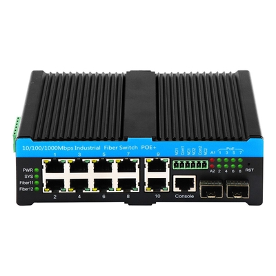 مفتاح POE الصناعي المدار مع 9.6KB Jumbo Frame ودعم طاقة IEEE 802.3af/at/bt
