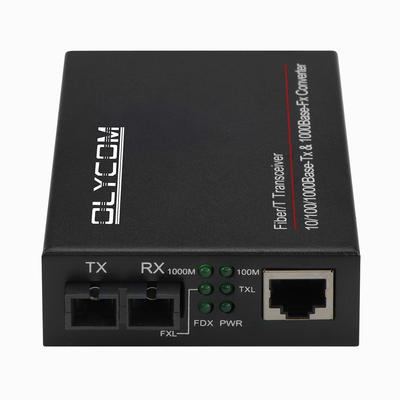 OEM ODM 10/100/1000M جيجابيت مزدوج الألياف أحادي الوضع SC Connector 60KM محول الوسائط الألياف