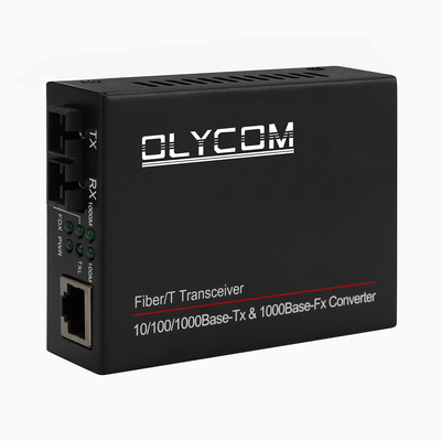 OEM ODM 10/100/1000M جيجابيت مزدوج الألياف أحادي الوضع SC Connector 60KM محول الوسائط الألياف