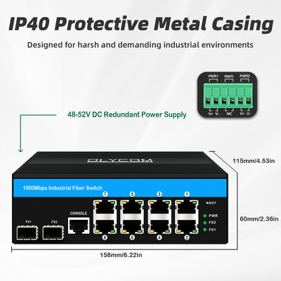 10منفذات جيجابيت 10/100/1000mbps L2 مدير POE البديل مع 2 Sfp للخارج