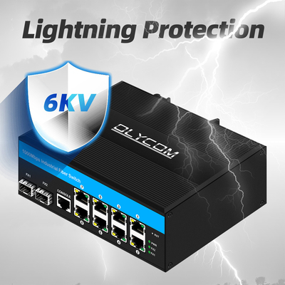 10منفذات جيجابيت 10/100/1000mbps L2 مدير POE البديل مع 2 Sfp للخارج
