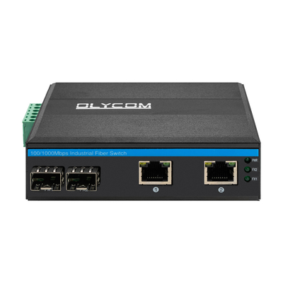 DC48V الصناعية 2 منفذ POE محول الألياف مع 2 جيجابت SFP لنظام الأمان