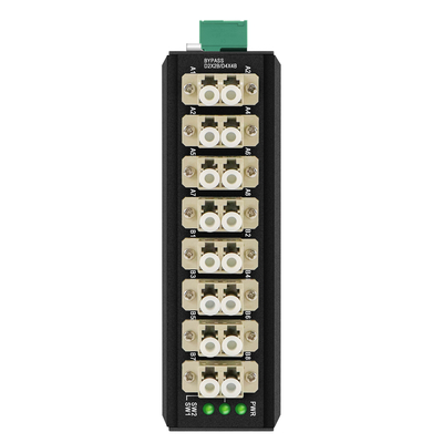 OM-FBS-44-MLC MULTIMODE OPTICAL BYPASS MODULE 8 PORT LC CONNECTOR DIN 12V 24V مثبتة في الممر