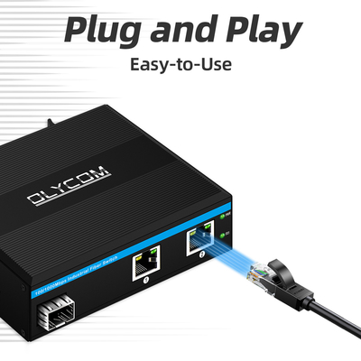 ميني دين ريل إيثيرنث فائبر سويتش 100/1000M 60W POE ميزانية DC48V غير مدير