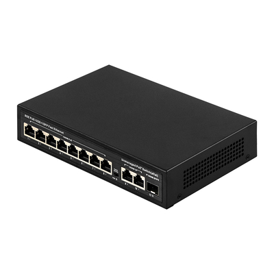 120W غير مدير POE Switch 8 PoE 10/100/1000Mbps + 2 LAN 10/100/1000Mbps + 1SFP 100/1000M