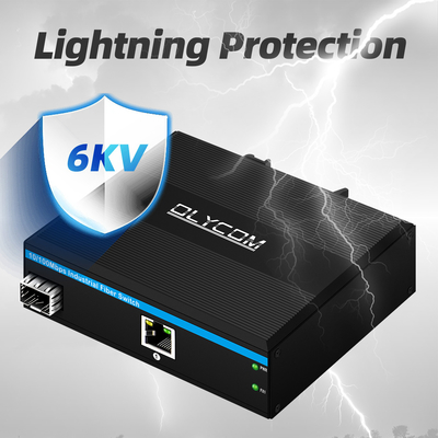 مبدل الوسائط المصغرة ذو منفذين صغيرين 10/100mpbs مع 1RJ45 + 1SFP LC Ethernet Switch للاستخدام في الهواء الطلق