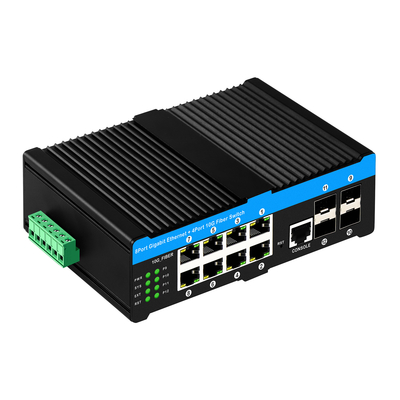 10G محول POE الصناعي 8 * بوابة POE جيجابيت مع 4 * 10G SFP uplink L2 مدير محول الشبكة