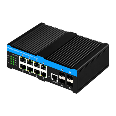 10G محول POE الصناعي 8 * بوابة POE جيجابيت مع 4 * 10G SFP uplink L2 مدير محول الشبكة