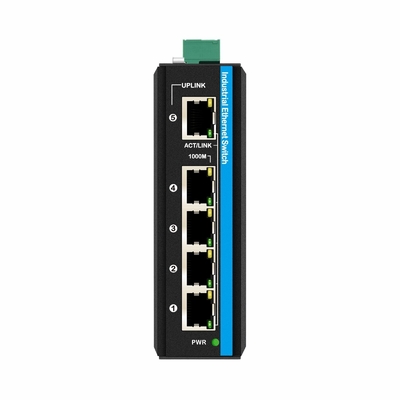 مبدل إيثيرنت صناعي مصغر 5 منافذ 4 RJ45 إلى 1 منفذ RJ45 غير مدير DC12v/24v مدخل