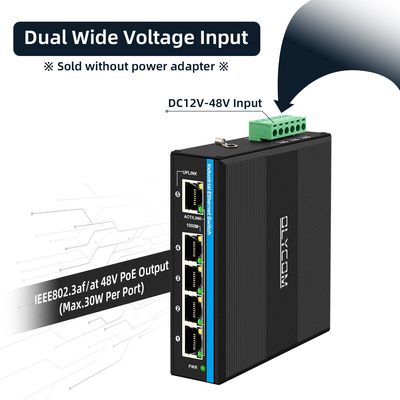 الطاقة الشمسية UPS PoE Switch شبكة جيجابيت 120W DC12V/DC24V/DC48V مدخل غير مدير