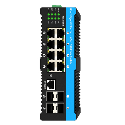 10G Fiber Industrial Managed PoE Switch Gigabit Ethernet 8 Port PoE 240W رقاقة ريالتك