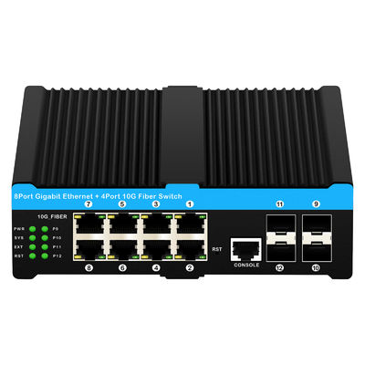 10G Fiber Industrial Managed PoE Switch Gigabit Ethernet 8 Port PoE 240W رقاقة ريالتك