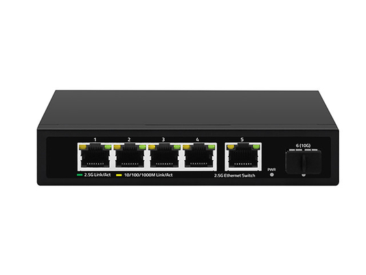 5 منفذ 2.5G Ethernet Switch 10G Fiber Uplink غير منظم سرعة الشبكة الاستشعار التلقائي