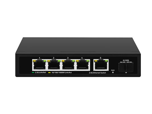 5 منفذ 2.5G Ethernet Switch 10G Fiber Uplink غير مدير لتحديد سرعة الشبكة