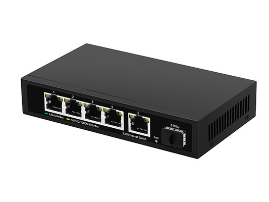 5 منفذ 2.5G Ethernet Switch 10G Fiber Uplink غير منظم سرعة الشبكة الاستشعار التلقائي