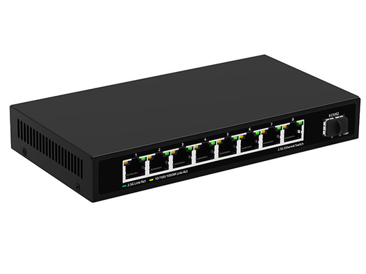 8 منفذ 2.5G محول شبكة غير مدير 10G الألياف DC12V مدخل بدون مروحة سرعة التكيف التلقائي