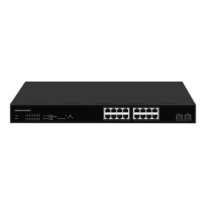 16 منفذ 2.5G تبديل الشبكة مع 10G الألياف غير المدارة سرعة التكيف التلقائي اختياري PoE