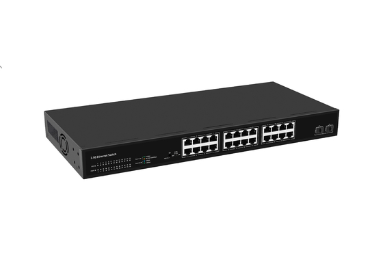24 مفتاح شبكة منفذ 100M / 1G / 2.5G Ethernet 1G / 2.5G / 10G الألياف غير المدارة مع FAN