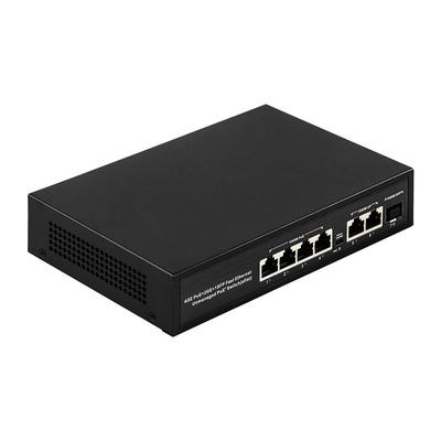 6 منافذ وصلة وتشغيل POE التبديل 48 فولت مع 1000Mbps منافذ IEEE 802.3 af / at Ethernet switch مناسبة لكاميرا POE IP