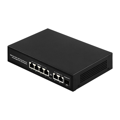 6 منافذ وصلة وتشغيل POE التبديل 48 فولت مع 1000Mbps منافذ IEEE 802.3 af / at Ethernet switch مناسبة لكاميرا POE IP
