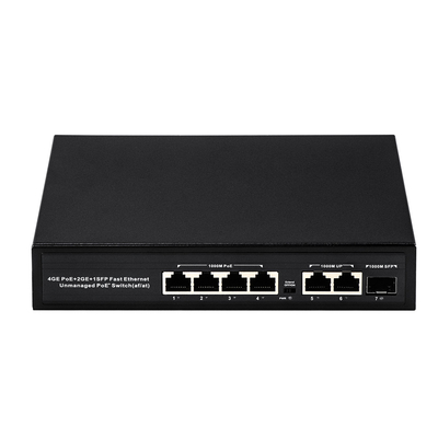 6 منافذ وصلة وتشغيل POE التبديل 48 فولت مع 1000Mbps منافذ IEEE 802.3 af / at Ethernet switch مناسبة لكاميرا POE IP