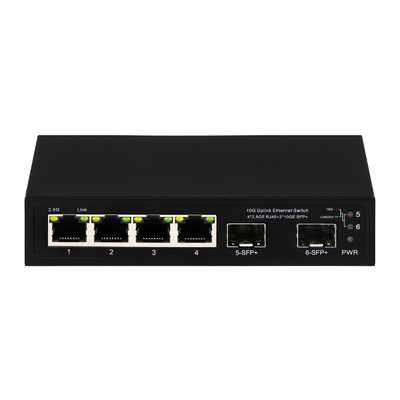 6 منافذ 10G فائبر إثنترنيت التبديل 4 * 2.5G RJ45 + 2 * 10G SFP + دعم oem / odm