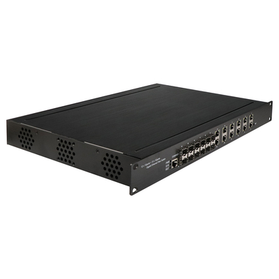 1U رف جيجابيت 24 منفذ إدارة إثنريت بو مبدل مع 12 RJ45 + 12 SFP AC100-240V مدخل المفتاح الصناعي