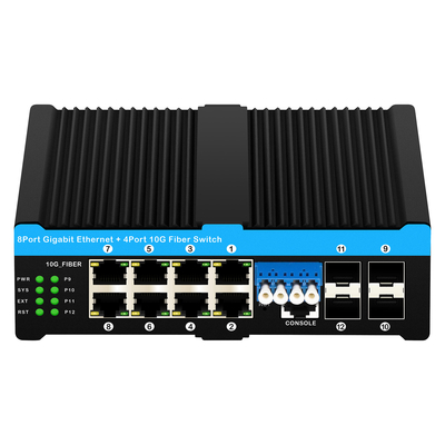 4*10G Sfp Ports+8*10/100/1000mbps 12 Port Managed 10G Optical Bypass Poe Switch (مفتاح البو)