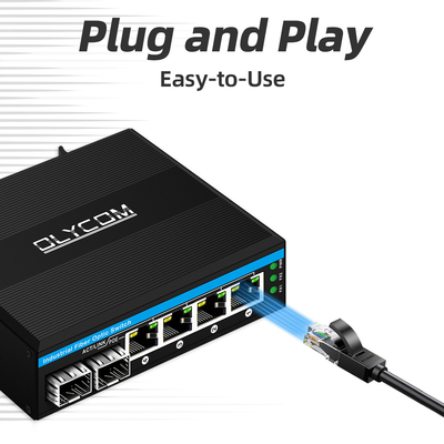 ميني 6 منفذات جيجابيت إثرنيت مبدل بو مبدل دين ريل 2 sfp+ 4 RJ45 DC48-52V مدخل طاقة مزدوج