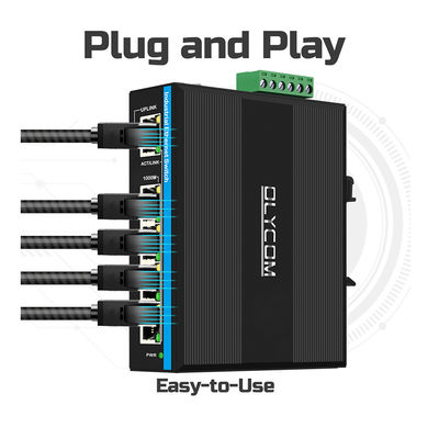 موزع شبكة جيجابت مُدار عبر الويب بـ 5 منافذ، 100/1000 ميجابت، RSTP، 802.1Q، بتصنيف IP40