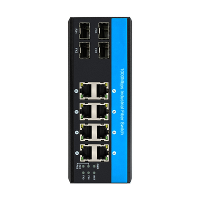 12 منفذ 10/100/1000mbps غير مدير مفتاح din-rail poe 4 منافذ SFP + 8 منافذ RJ45 مفتاح إثنر