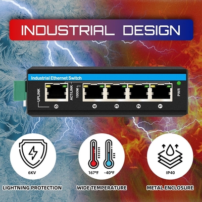 5 منافذ جيجابيت POE + التبديل E-مارك التبديل الإيثيرنيت DC48V إدخال طاقة مزدوجة din-rail POE التبديل