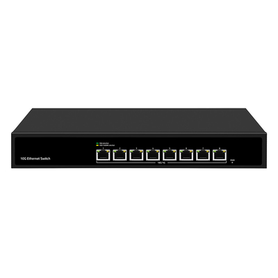 8 منفذ 10G Ethernet Switch غير مدير سرعة الاستشعار التلقائي مدخل واحد AC بدون مروحة