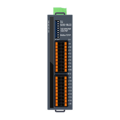 Modbus TCP/IP Slave I/O Module 24VDC 2 RJ45 16 منفذ DI DO Din Rail NPN اتصال PNP