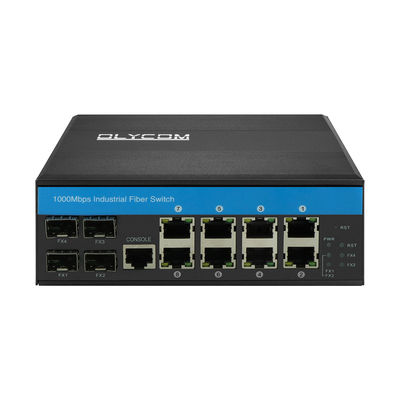 مفتاح إدارة جيجابيت 12 منفذ مفتاح إثنترنيت 4SFP + 8RJ45 DIN-Rail مدخل طاقة مزدوج