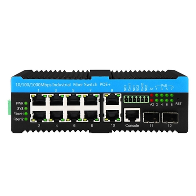 8-Port PoE Gigabit Ethernet Switch L2 يتم إدارته مع مدخل DC48V ودرجة الحماية IP40