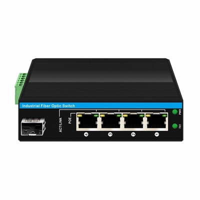 5 منافذ محول شبكة بو الصناعية DC12/24/48V مدخل 1SFP+4RJ45 محول إيثرنت جيجابيت