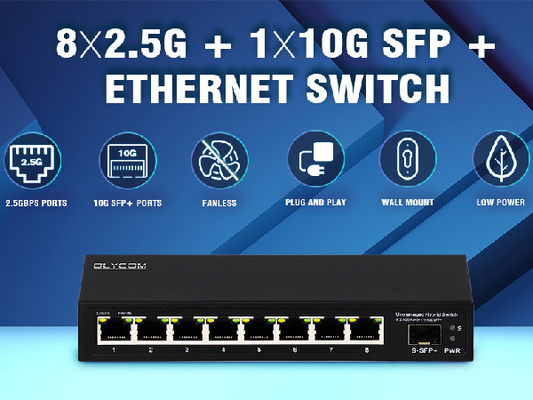 10G Ethernet Switch ناقل الشبكة غير المدار 8*2.5G RJ45+1*10G SFP Ports