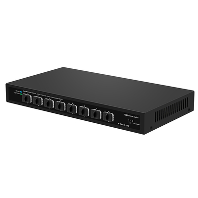 8-البوابة 10G SFP + فائبر التبديل غير المدار 1G / 2.5G التكيف التلقائي DC12V دعم OEM