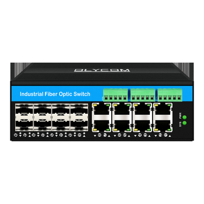 يتم إدارة 16 منفذًا Gigabit Poe Switch Din-rail Network Switch 8RJ45 + 8SFP مع 4 * RS485 + 2 * CAN BUS
