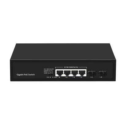 4 منافذ جيجابيت SFP فائبر PoE Switch ميزانية 60W مع امتداد VLAN 250 متر