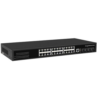 10G مفتاح قابل للإدارة 24 منفذ جيجابيت حلقة النحاس ERPS إدارة 1G / 2.5G الألياف
