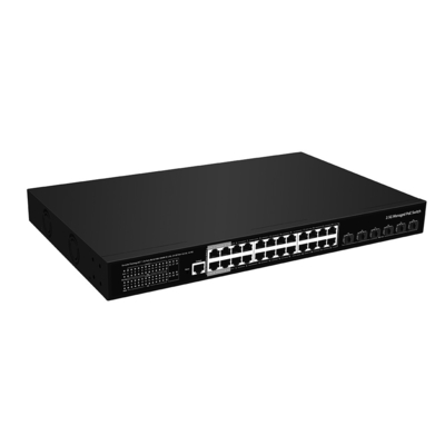 24 منفذ 2.5G PoE Switch 10G Fiber Uplink L3 إدارة Ethernet 400W مدخل AC الميزاني