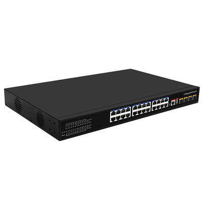 24 منفذ PoE التبديل 10G Fiber300W ميزانية وحدة التحكم USB L3 المدخلات المتغيرة المدارة