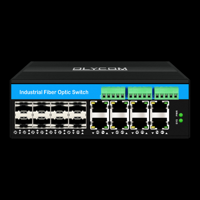 16 منفذ إدارة التبديل الالكتروني الصناعي 8RJ45 + 8SFP POE التبديل مع 4 * RS485 + 2 * CAN BUS