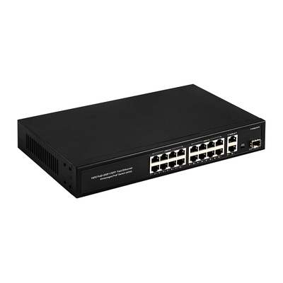 16 منفذ Gigabit Poe Switch مفتاح شبكة الألياف الموسع 250m 300W