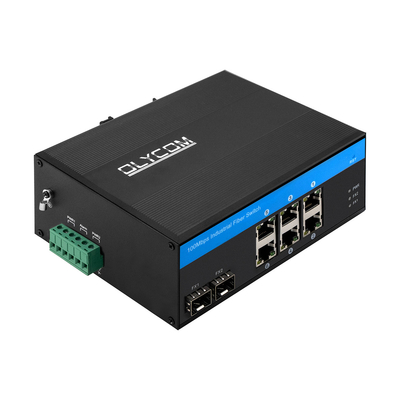 8 منفذات شبكة إثنتر الصناعية السريعة غير المدارة SFP Fiber Din Rail Mounted CE