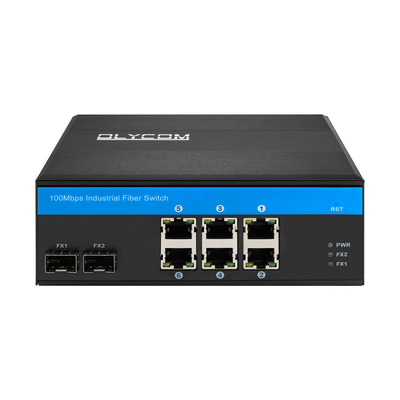 8 منفذات شبكة إثنتر الصناعية السريعة غير المدارة SFP Fiber Din Rail Mounted CE