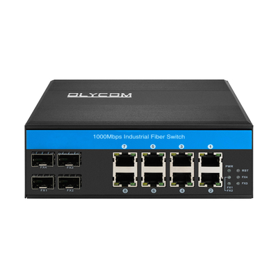 12 منفذ لتحويل Ethernet الصناعي Din Network Switch 4SFP + 8RJ45 DC12-52V مزدوج مصدر الطاقة
